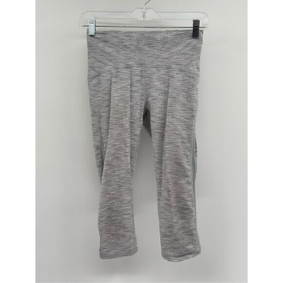 Lululemon Train Times Legging Crop Women  6 Alpine‎ Gray White Striped - Picture 1 of 16